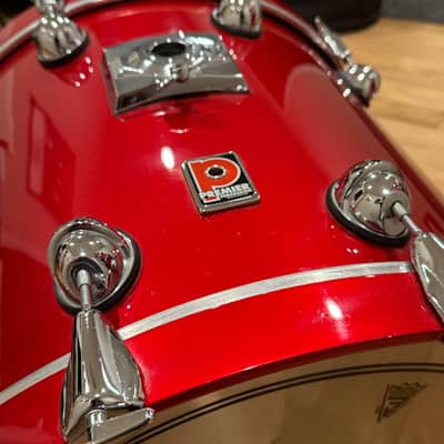 ~RARE!~ Premier Genista 6-Piece 8/10/12/14/16/22 Drum Kit Set in Red Mist Gloss Lacquer (Rm4) image 4