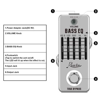 Rowin Bass Equalize Pedal 5 Band for Bass with True Bypass image 2