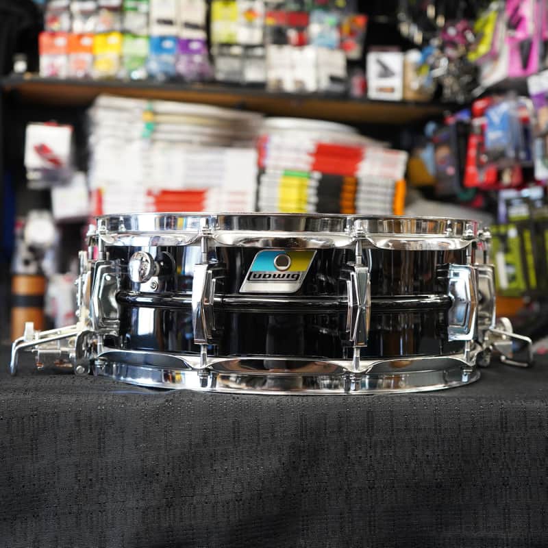 Vintage 1978 Ludwig USA Super Sensitive 5x14" Seamless Brass Snare Drum | Blue-O-Olive Pointy Badge image 1