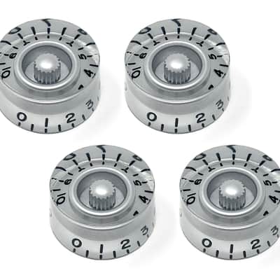 Silver Speed Knobs for Epiphone Les Paul Import Guitar (Set of 4) Fits 18 Coarse-Spline Alpha Pots image 2
