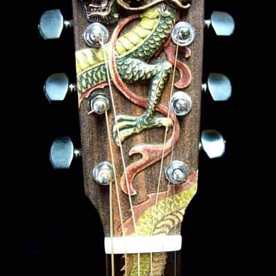 Blueberry Handmade Dreadnought Acoustic Guitar Dragon Motif Built to Order image 12