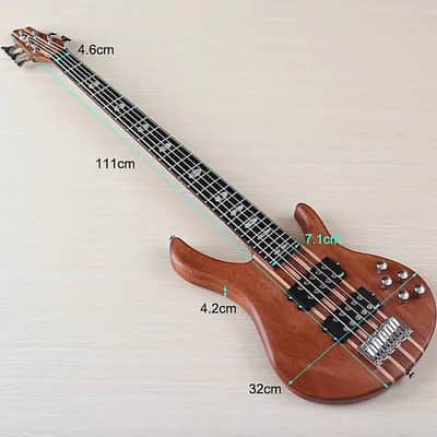 5 String Electric Bass, Ash Wood Top Body, Maple Neck Through Neck, 24 Frets Fingerboard image 5