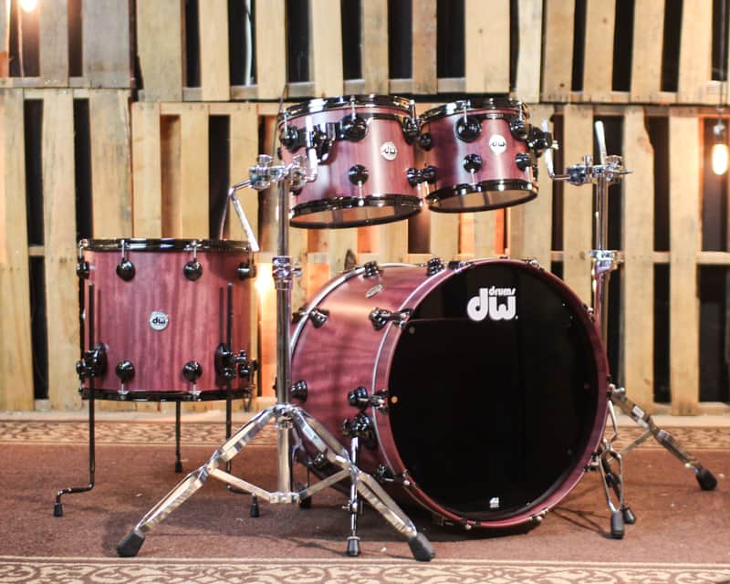 DW Collector's Pure Purpleheart VLT Natural Satin Oil Drum Set - 22,10,12,16 - SO#1398023 image 1