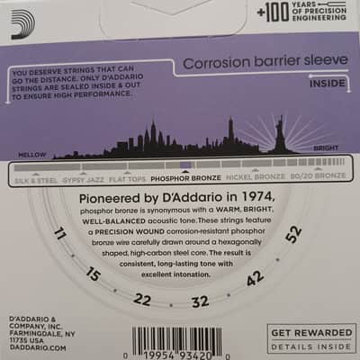 D'Addario Phosphor Bronze Acoustic Guitar String 3 Pack 11-52 EJ26-3D image 2