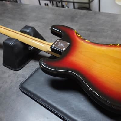 1973 Fender Precision Bass Sunburst Vintage American 70s P-Bass with custom Jazz Bass block inlay neck USA 4-String image 9