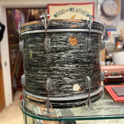 1959/60 Ludwig 14x20 Transition Badge Bass Drum in Black Oyster Pearl image 3