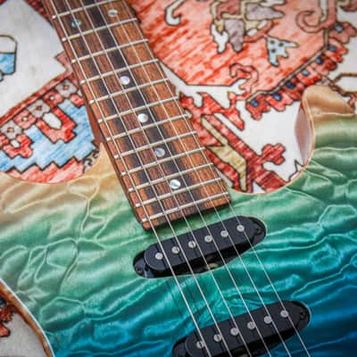 SUHR USA Custom Modern Quilt "Aqua Blue Gradient + Rosewood" (2016) image 7