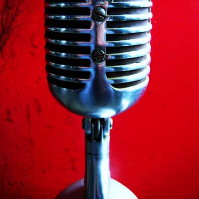 Vinatge 1940's Shure 55 dynamic microphone satin chrome w S-36 desk stand Elvis image 10