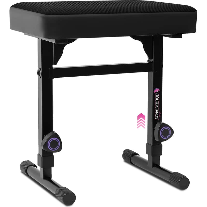 Liquid Stands Adjustable Piano Bench Stool with Black Padded Cushion for Musicians (Mesh Fabric) image 1