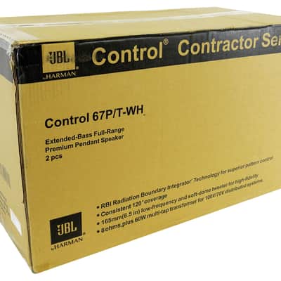 Pair JBL Control 67 P/T 6.5" 60w Commercial 70v White Pendant Speakers C67P/T-WH image 7