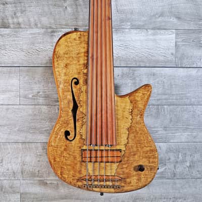 Bebensee Custom 6-String Semi-Hollowbody Fretless Bass 2011 Spalted Myrtle image 2