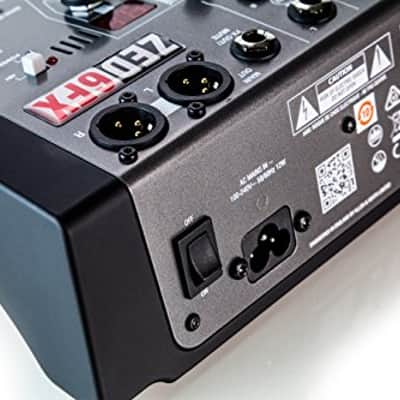 Allen & Heath ZED-6FX Compact 6 Input Analogue Mixer + Case + Headphone + Mic & Instrument Cables image 7