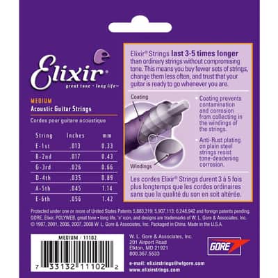 Elixir Acoustic 80/20 Bronze w NANOWEB Coating - Medium .013-.056 image 2