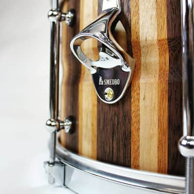 HHG 14x7 Walnut/Maple/Cherry Stave Snare drum, Satin Oil image 2
