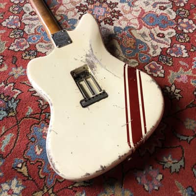 Made to Order - FRANCHIN Neptune guitar Racing Stripe Relic Aged 100% Nitro Lacquer (Sunburst/ Black/ White/ Blue/ Green/ Yellow/ Red/ Pink/ Burgundy/ Purple/ Gold/ Silver, etc.) Offset Jazzmaster Style Made in Italy image 9