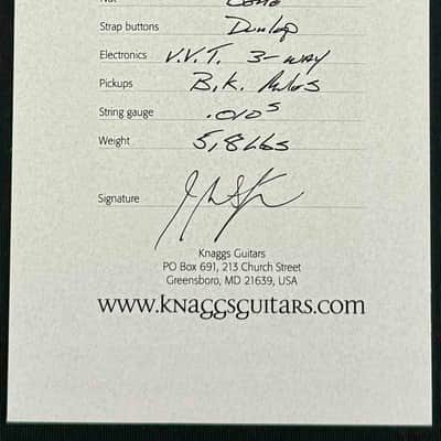 Knaggs Guitars - Influence Chena - T1 Maple Top - Tabacco Burst - Brazilian Rose Wood Fingerboard - Bare Knuckle Mules - OHSC - Call for Best Price !!! image 7