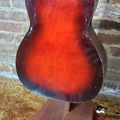 Five Star/Harmony Stella Parlor Acoustic Guitar w/ Goldfoil Pickup & Rubber Bridge (1960s, Redburst) image 19