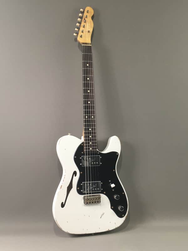 Vintage Custom USA Made Semi-Hollow TL72 Thinline Tele Chambered F Hole Relic White Fender Wide Ranges 6.6 Lb HSC image 1