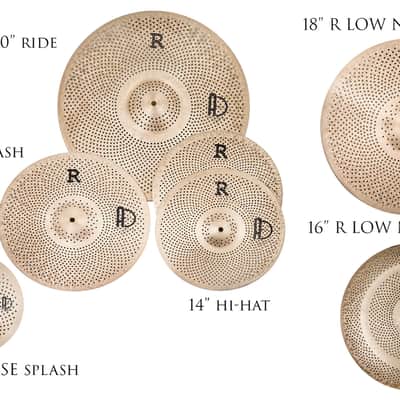 Agean Cymbals Silent R-Series Low Volume Cymbal Pack Box Set + 18 Crash + 16 China + 10 Splash - Handmade in Turkey image 1