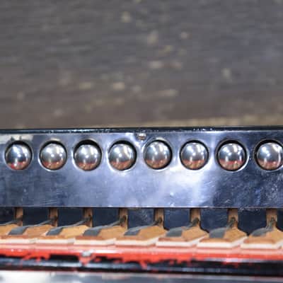 Gagné & Frère 1-Row 2-Bass 10-Treble Button "D" Red & Black Diatonic Accordion w/Case image 19
