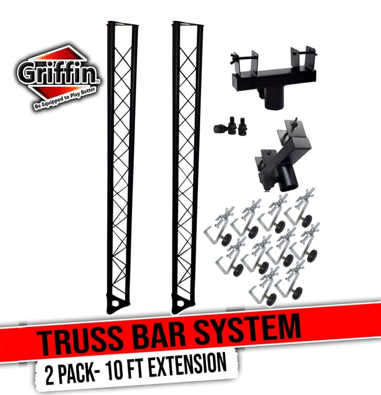GRIFFIN Triangle Truss Extension Lighting System (Stage-MountPRO Series) – Installs on your Speaker Stands – DJ 2x Trussing Kit with C Clamps Mounting Brackets & Platform Hardware Set image 1