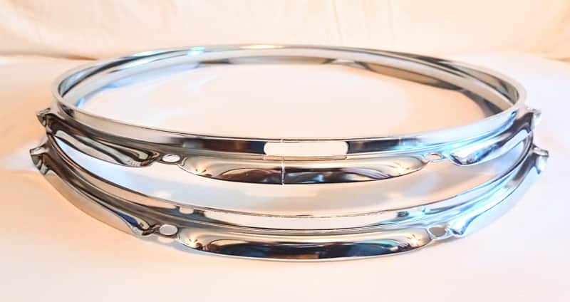 UNMARKED SNARE DRUM HOOPS SET 13"/8L - CHROME - FREE SHIP TO C-USA! image 1
