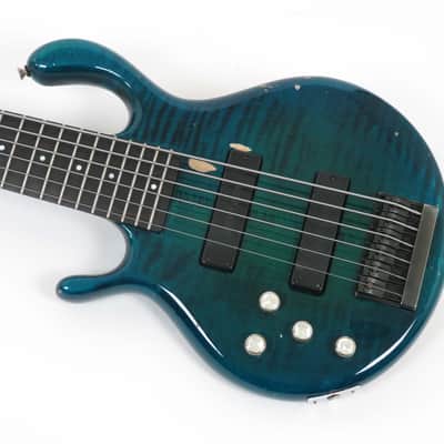 1994 Pedulla  MVP 6 Left Handed- Blue Green Burst - Rare Lefty 6 String Bass - Players Condition -Flamed Maple image 6