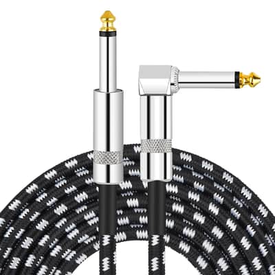 Guitar Cable, Instrument Cable, Bass Cable, Guitar Cord 10FT, 6.35mm Straight Curved Audio Cable for Various Musical Instruments - Electric Guitars, Electronic Keyboards, Speakers image 1
