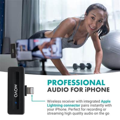 Movo Photo Wireless-Mini-DI-DUO Ultra-Compact Microphone System with 2x Omnidirectional Lavalier Mic for Apple iPhone image 4