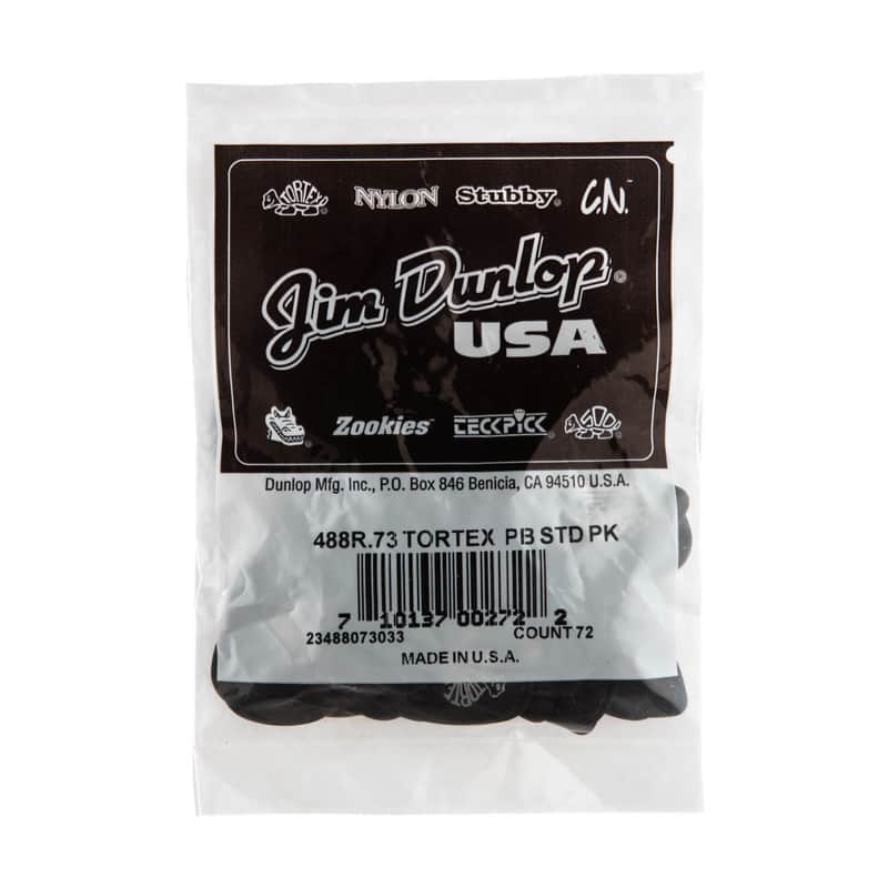 Dunlop 488R.73 Tortex® Pitch Black Standard Guitar Picks 72 Pack image 1
