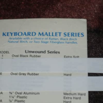 one pair of new old stock near A+ Mike Balter MB6B (6B) Hard Keyboard Mallets - 1" diameter Oval Gray Rubber HEADS and Natural Birch HANDLES (for Xylophone, Bells) mid to late 1990s (+ packaging) Unwound Series image 23