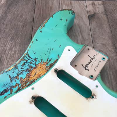 FRANCHIN Mercury guitar body Heavy Relic Aged Sea Foam Green over 3-Color Sunburst 100% Nitro Lacquer SSS Light-weight Poplar Stratocaster-Strat-S-Style Made in Italy - Stock piece #23420826 image 8
