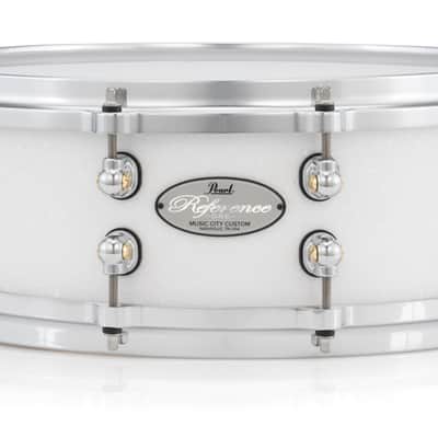 Pearl Reference One 20-PLY 13x6.5" Hybrid Maple/Birch Snow White Glitter Custom Lacquer Snare Drum Mastercast Die-cast Hoops Single Swivel Lugs Glide-lock Strainer | WorldShip | Authorized Dealer image 6