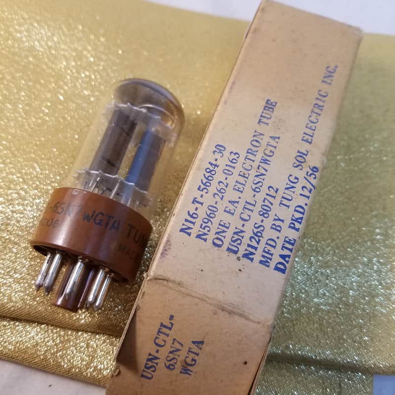 Tung-Sol JAN-CTL-6SN7WGTA tNOS AT1000 TESTED Vacuum Tube military brown base dual triode 1956-1962 image 1