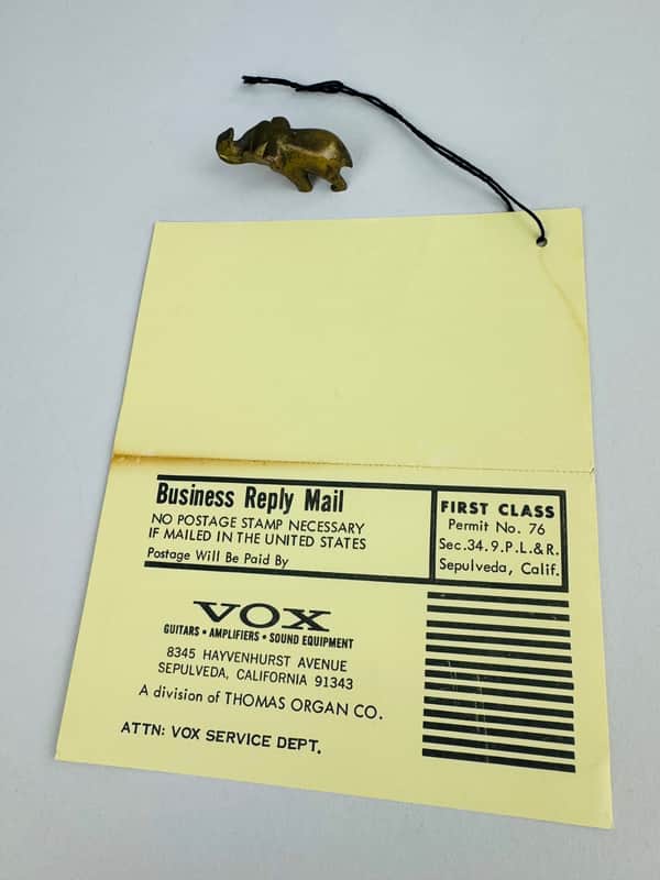Vox Warranty Return Card (Late 1960s–Early 1970s) - Yellow image 1