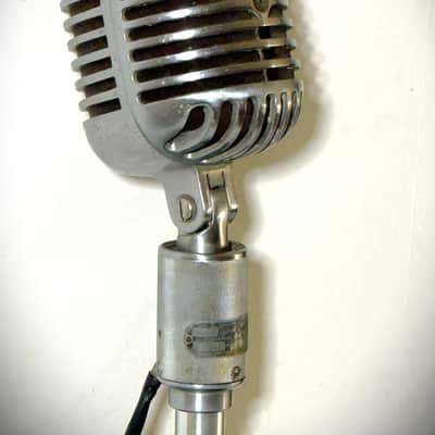 Vintage 1940's SHURE 556A Fatboy Dynamic Microphone, orig element w/cable, stand image 2