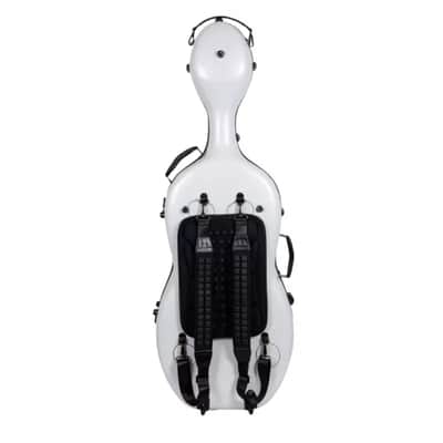 Crossrock Ultra-light Fiberglass Cello Case with Wheels-Fits 4/4 Full-size Cello- Includes Padded Music Pouch, 3 Handles, Removable Shoulder Straps, TSA Lock-White image 5