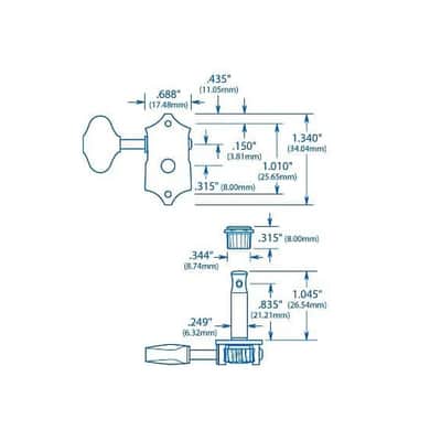 Grover V97-18NA Sta-Tite Tuners, 18:1 Gear Ratio, 3-Per-Side, Vertical, Nickel image 6