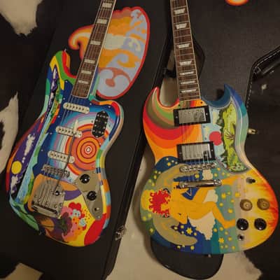 FENDER Squier Classic Vibe 1960's RI BASS VI PSYCHEDELIC CREAM/Jack Bruce ~THE FOOL~CUSTOM PSYCHEDELIC PAINT JOB & Case image 16