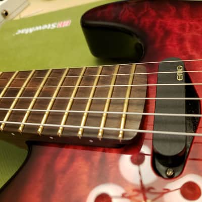 Warmoth Modern Tele Late 2010s - Deep Red Clear Gloss finish with Black Burst edges and black back. image 7