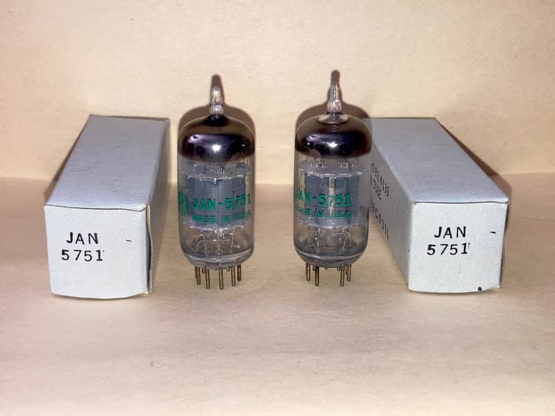 1978 GE 5751 JAN Mil-Spec Tubes, Platinum Matched Pair, NOS/NIB, Tested, Matched Codes image 1