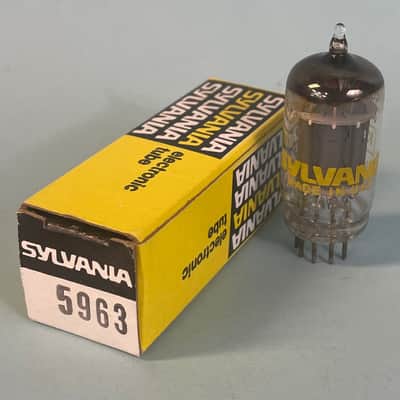 1970s Sylvania 5963 12AU7WA Vintage Long Plate Halo Getter Preamp Tube! T219 image 1