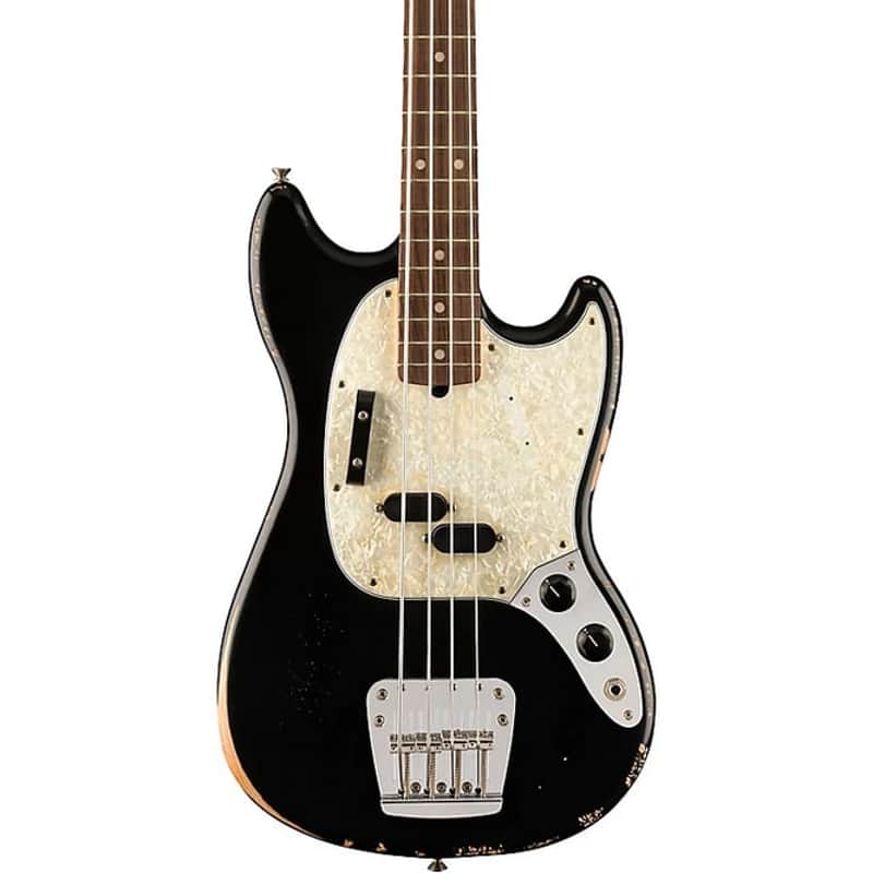 Fender JMJ Road Worn Mustang Bass - Black image 1