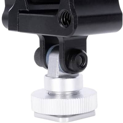 Shock-proof Shotgun Microphone Holder with 18.5-35 mm Adjustable Clamp, Microphone LED Flashlight Aluminum Holder for Camera, Cage Rig, Tripod image 1