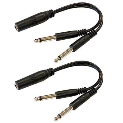 (2) Pack 1/4 Inch Mono TS Female to 2 x 1/4 Inch Male Mono TS Y Splitter Cable image 1