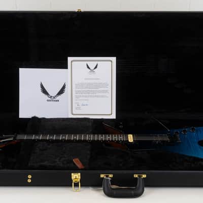 Dean Custom Shop USA ML Flame Top Floyd Firehouse Guitars Exclusive Electric Guitar, Ebony Fingerboard, Trans Blue Black Fade image 2