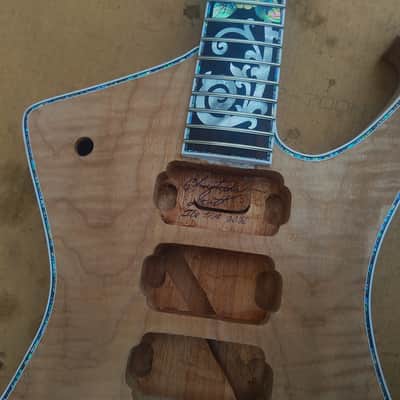 Christopher Scott Iceman figured flame maple solid top , Mahogany , unfinished guitar unfinished body , unfinished guitar DIY image 2