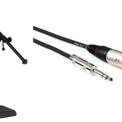 On-Stage MS7920B Bass Drum / Boom Combo Mic Stand Bundle with Pro Co BPBQBQF-20 Excellines Balanced Patch Cable - 1/4-inch TRS Female to 1/4-inch Male - 20 foot image 1