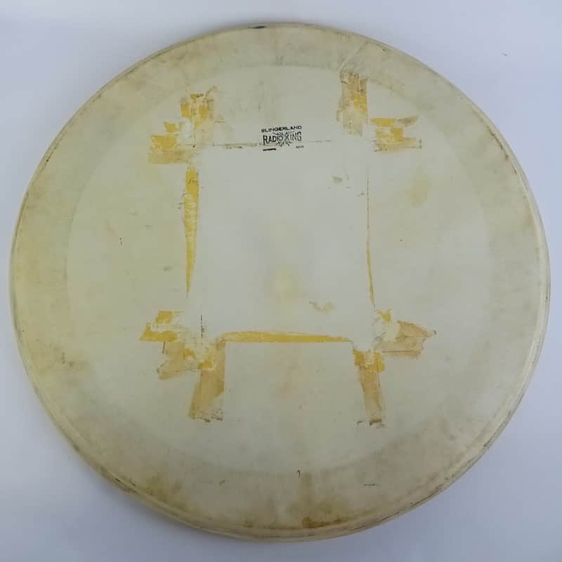 Slingerland "Radio King" 22" Calfskin Bass Drum Head Vintage 40s Sparks Logo USA image 1