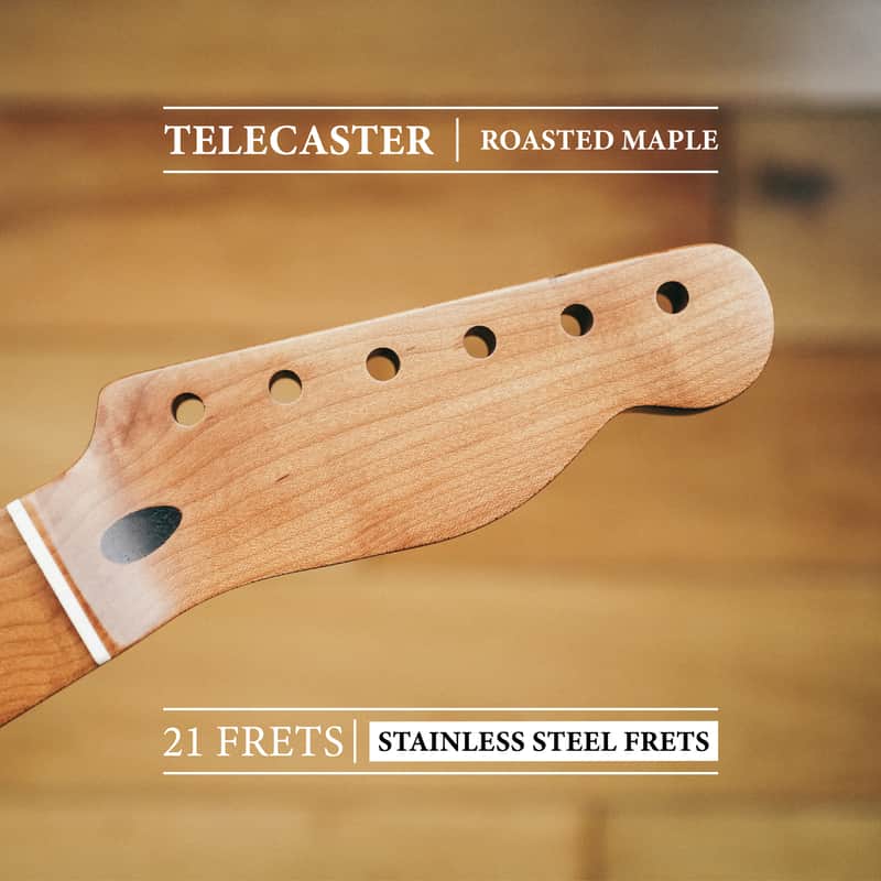 Telecaster Neck – Roasted Maple | 21 Stainless Steel Frets | Nitro Satin Finish | Bone Nut image 1